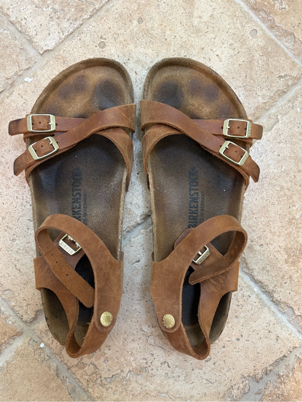 Birkenstock Kumba sandals in cognac oiled leather EU 42